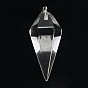 Gemstones Pendants, with Brass Clasp, Faceted Cone Pendulum, 31~37.5x14~16mm, Hole: 1.7mm