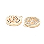 Brass Micro Pave Clear Cubic Zirconia Charms Pendants, Long-Lasting Plated, Flat Round with Smiling Face