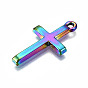 Rainbow Color Alloy Tiny Cross Charms, Cadmium Free & Lead Free