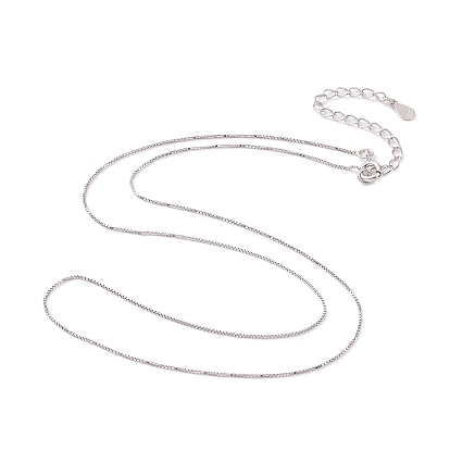 925 Sterling Silver Chain Necklace, Box Chains, with S925 Stamp, Long-Lasting Plated