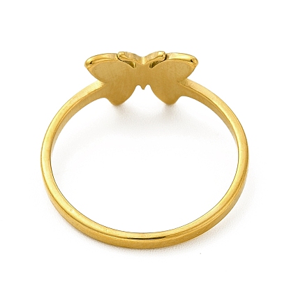 Clásico 201 anillos de dedo de acero inoxidable para mujer, mariposa