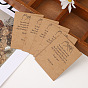 Retro Kraft Paper Necklace & Pendant Necklace Display Cards, Rectangle with Word