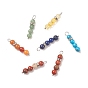 Gemstone Pendants, with Platinum Tone Brass Crystal Rhinestone Spacer Beads