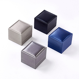 Plastic Jewelry Boxes, Covered with Imitation Leather, Rectangle