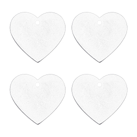 Pendentifs en aluminium, pendentifs découpés au laser, cœur, estampillage d'une étiquette vierge
