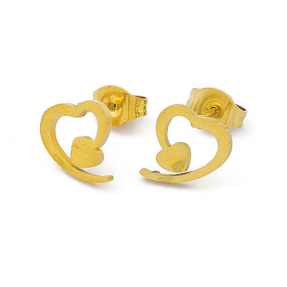 304 ensemble de bijoux en acier inoxydable pour femmes, pendentifs et boucles d'oreille, cœur
