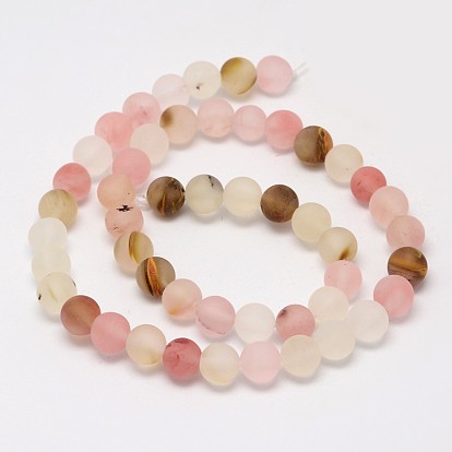 Tigerskin Glass Beads Strands, Frosted, Round