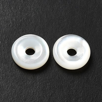 Natural White Shell Beads, Donut/Pi Disc