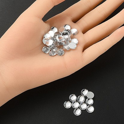 Cabujones de diamante de imitación de acrílico, espalda plana, facetados, semicírculo