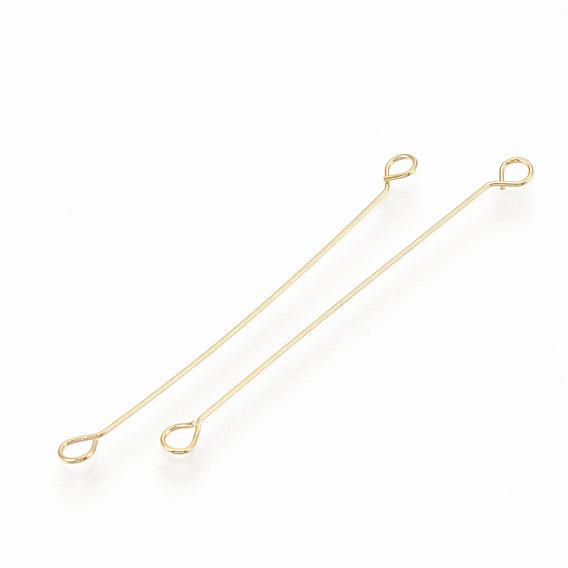 Brass Links/Connectors, Double Sided Eye Pins, Nickel Free