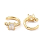 Brass Micro Pave Cubic Zirconia Cuff Earrings, Real 18K Gold Plated, Ring