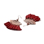 Alloy Fan with Tassels Dangle Earrings, Iron Long Drop Earrings for Women