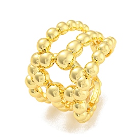Rack Plating Brass Hollow Oval Open Cuff Rings, Long-Lasting Plated, Lead Free & Cadmium Free