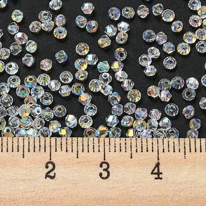 Perles de verre transparentes plaquées couleur ab, facette, Toupie