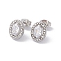 Aretes ovalados con circonitas cúbicas y diamantes de imitación, 304 joyas de acero inoxidable para mujer