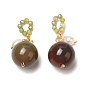 Décorations de pendentifs ronds en agate naturelle, avec des perles de perles naturelles et des résultats en laiton
