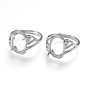 Laiton composants d'anneau pour les doigts, 4 réglages de bague à griffes, avec zircons, ovale, taille 7