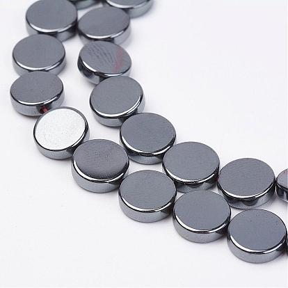 Non-magnetic Synthetic Hematite Beads Strands, Flat Round