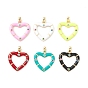 Rack Plating Brass Micro Pave Colorful Cubic Zirconia Pendants, with Enamel, Cadmium Free & Nickel Free & Lead Free, Real 18K Gold Plated, Heart