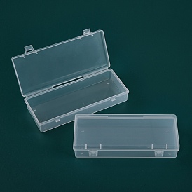 Récipients de perle en plastique transparent, avec couvercles à charnière, rectangle