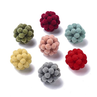 Flocky Resin Woven Beads, Cluster Ball Beads, Round