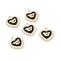 Alloy Enamel Pendants, with ABS Plastic Imitation Pearl, Cadmium Free & Lead Free, Light Gold, Heart with Bear