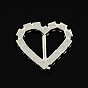 Блестящие сердца свадебные приглашения лента пряжки, серебристого цвета с латунной маркой кристалл горный хрусталь платье одежды пряжки скольжения, 21x20x3 мм, отверстие : 12x7 мм