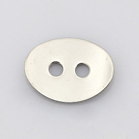 Oval 2-Hole 201 Stainless Steel Buttons, 11x14x1mm, Hole: 2mm