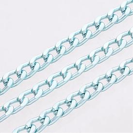 Aluminum Twisted Chains Curb Chains, Unwelded, Oval, 9x5x1.5mm