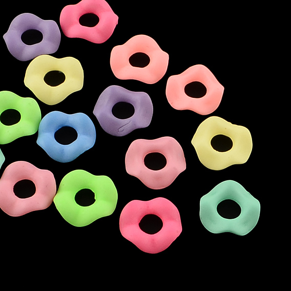 Donut Spray Painted Fluorescent Acrylic Linking Rings, 12x12x3mm, Hole: 5mm, about 2320pcs/500g