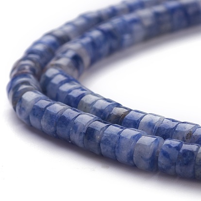 Hebras de cuentas de jaspe de punto azul natural, perlas heishi, Disco redondo plano