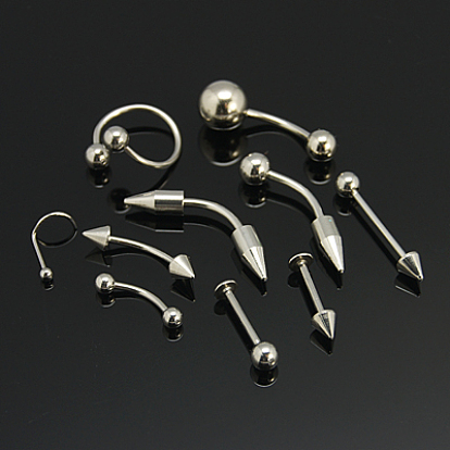 Stainless Steel Nose Studs Nose Piercing Jewelry, Mixed Style, 11~31x3~8mm, Pin: 1~1.5mm, 42sets/board
