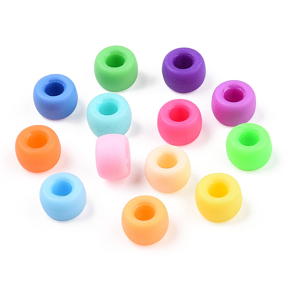 Opaque Plastic Beads, Frosted, Barrel