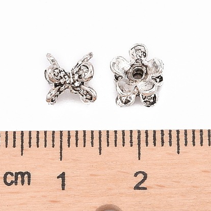 Tibetan Style Double Sided Flower Bead Caps, 6x7x5mm, Hole: 1mm