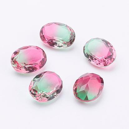 Pointed Back K9 Glass Rhinestone Cabochons, Faceted, Oval