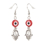 Lampwork Evil Eye with Hamsa Hand Dangle Earrings, Alloy Jewelry for Women