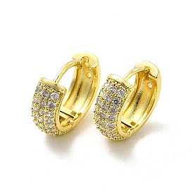 Clear Cubic Zirconia Hoop Earrings, Brass Jewelry for Women