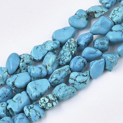 Synthetic Turquoise Beads Strands, Tumbled Stone, Nuggets