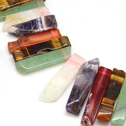 Natural Mixed Gemstone Beads Strands, Irregular Cuboid, 15~70x9~12x5~7mm, Hole: 2mm, about 39pcs/strand, 15.74 inch
