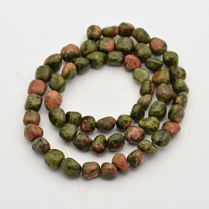 Unakite perle brins, pierre tombée, 5~7mm, Trou: 5~7mm, environ 1 pouce