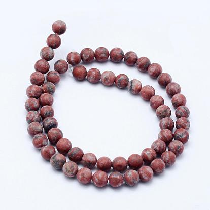 Jaspe de sésame naturel / perles de jaspe kiwi, givré, ronde