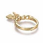 Adjustable Brass Micro Pave Clear Cubic Zirconia Cuff Rings, Open Rings, Lock with Key