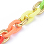 Handmade Cable Chains, with Acrylic Linking Rings and CCB Plastic Linking Rings, Oval, for Jewelry Making