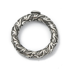 Tibetan Style 316 Surgical Stainless Steel Twister Clasps, Textured Round Ring