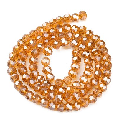 Perles en verre electroplate, perle plaquée lustre, à facettes (32 facettes), ronde, 4mm, Trou: 0.5mm