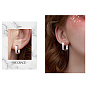 SHEGRACE 925 Sterling Silver Stud Earrings, Half Hoop Earrings