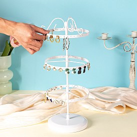 3-Tier Rotatable Iron Jewelry Earring Display Rack, Jewelry Stands for Earrings