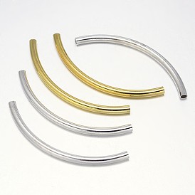 Perlas de tubo de latón curvas, 50x3 mm, agujero: 2 mm