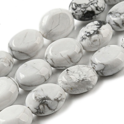 Natural Howlite Beads Strands, Flat Oval