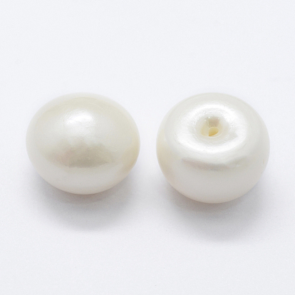 Natural Cultured Freshwater Pearl Beads, Grade 3A, Half Drilled, Rondelle